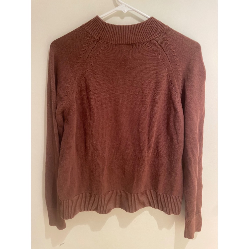 Quince Organic Cotton Raglan Crewneck Sweater Terracotta Brown Small - Picture 4 of 5